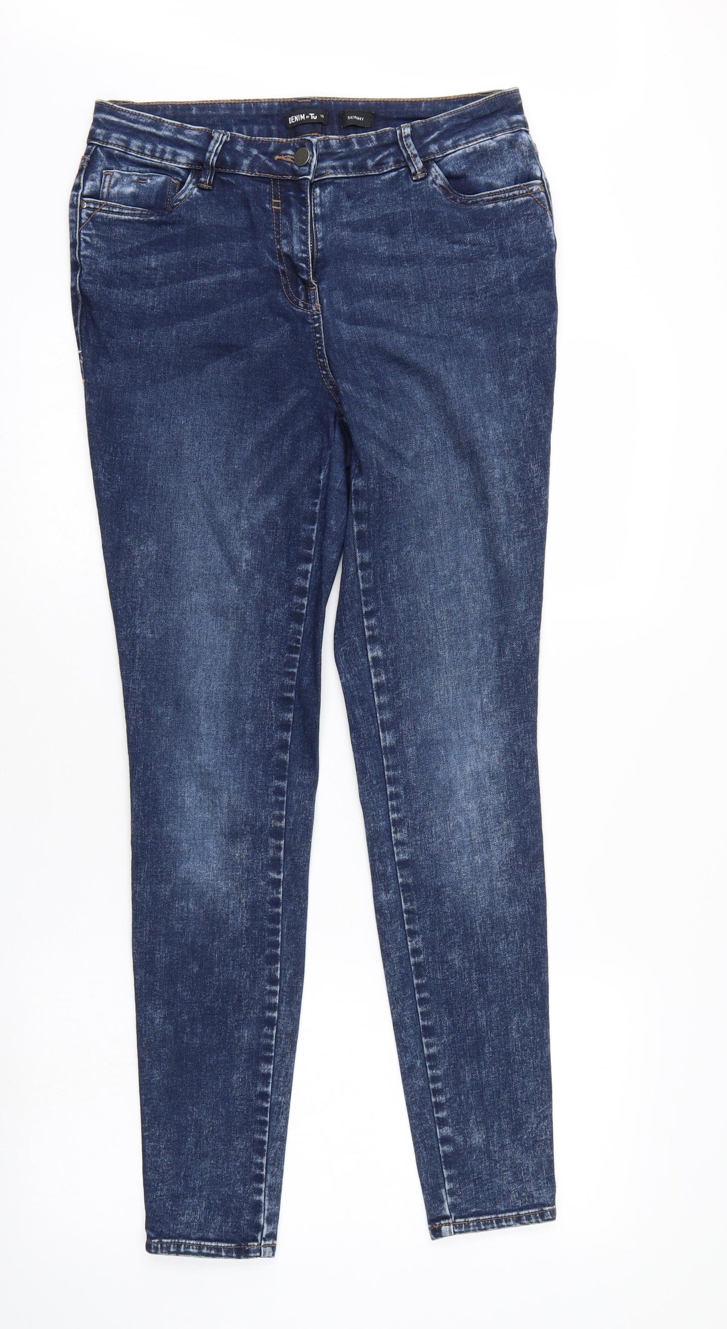 TU Womens Blue  Corduroy Jegging Jeans Size 12 L29 in - Elastic Waist