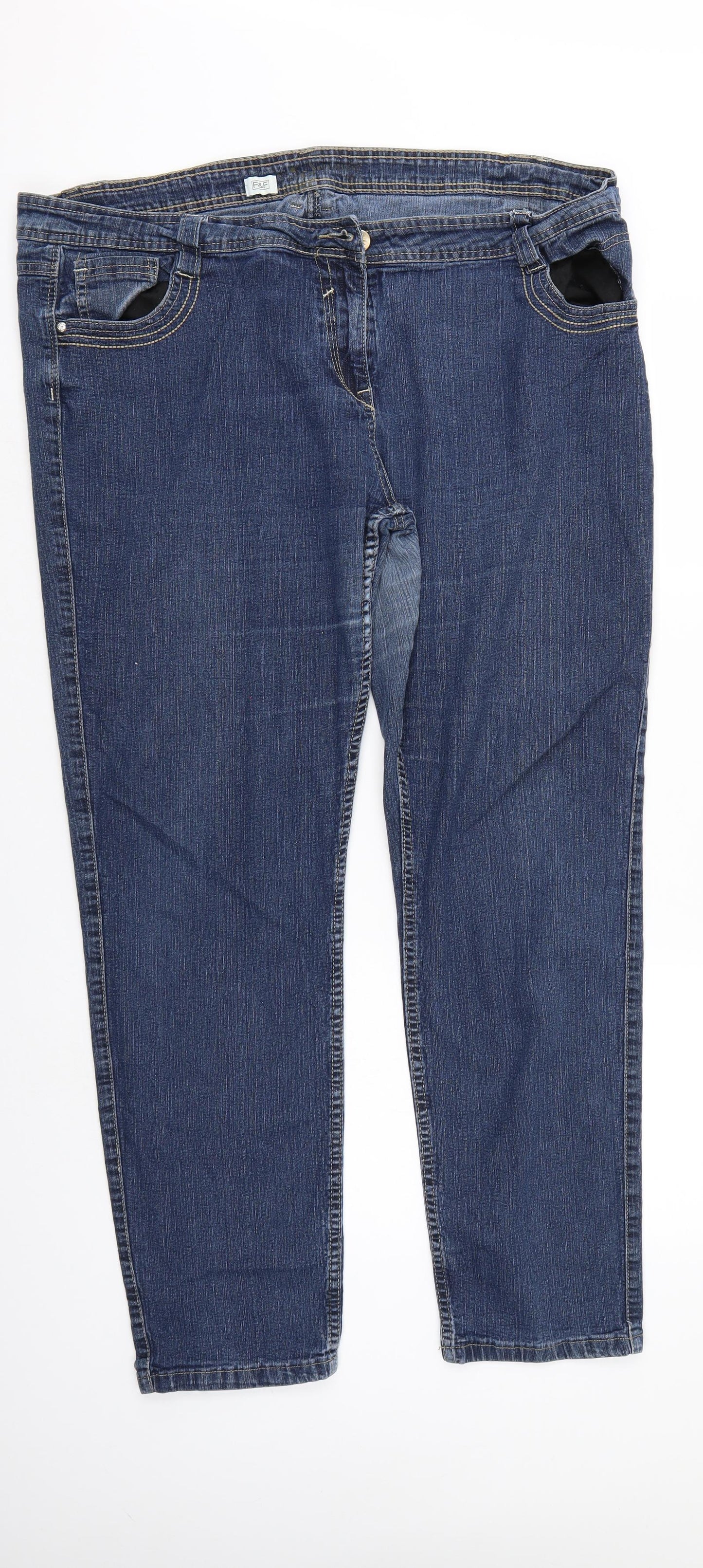 F&F Womens Blue  Denim Straight Jeans Size 22 L30 in