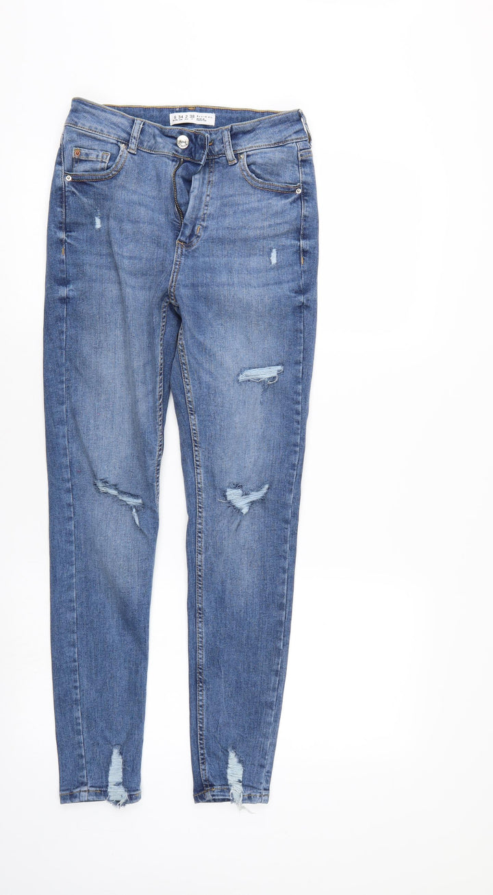 Denim & Co. Womens Blue Denim Tapered Jeans Size 6 L27 in