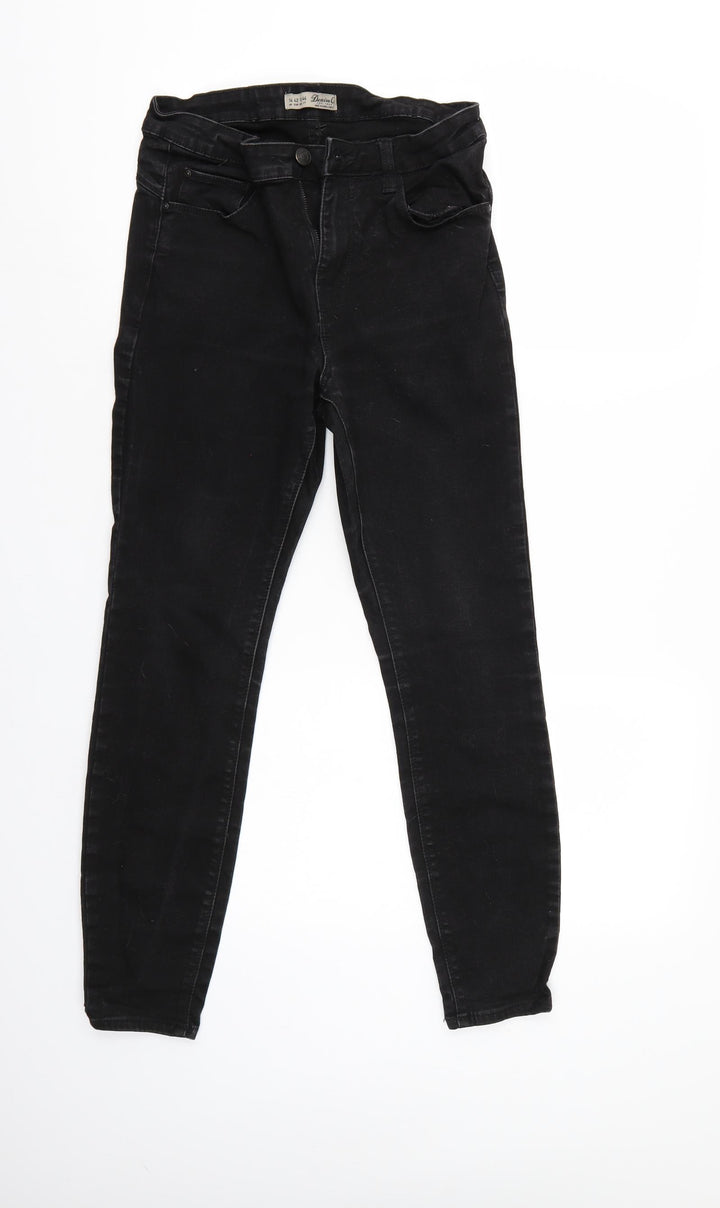 Denim & Co. Womens Black Denim Tapered Jeans Size 14 L26 in - Elastic Waist
