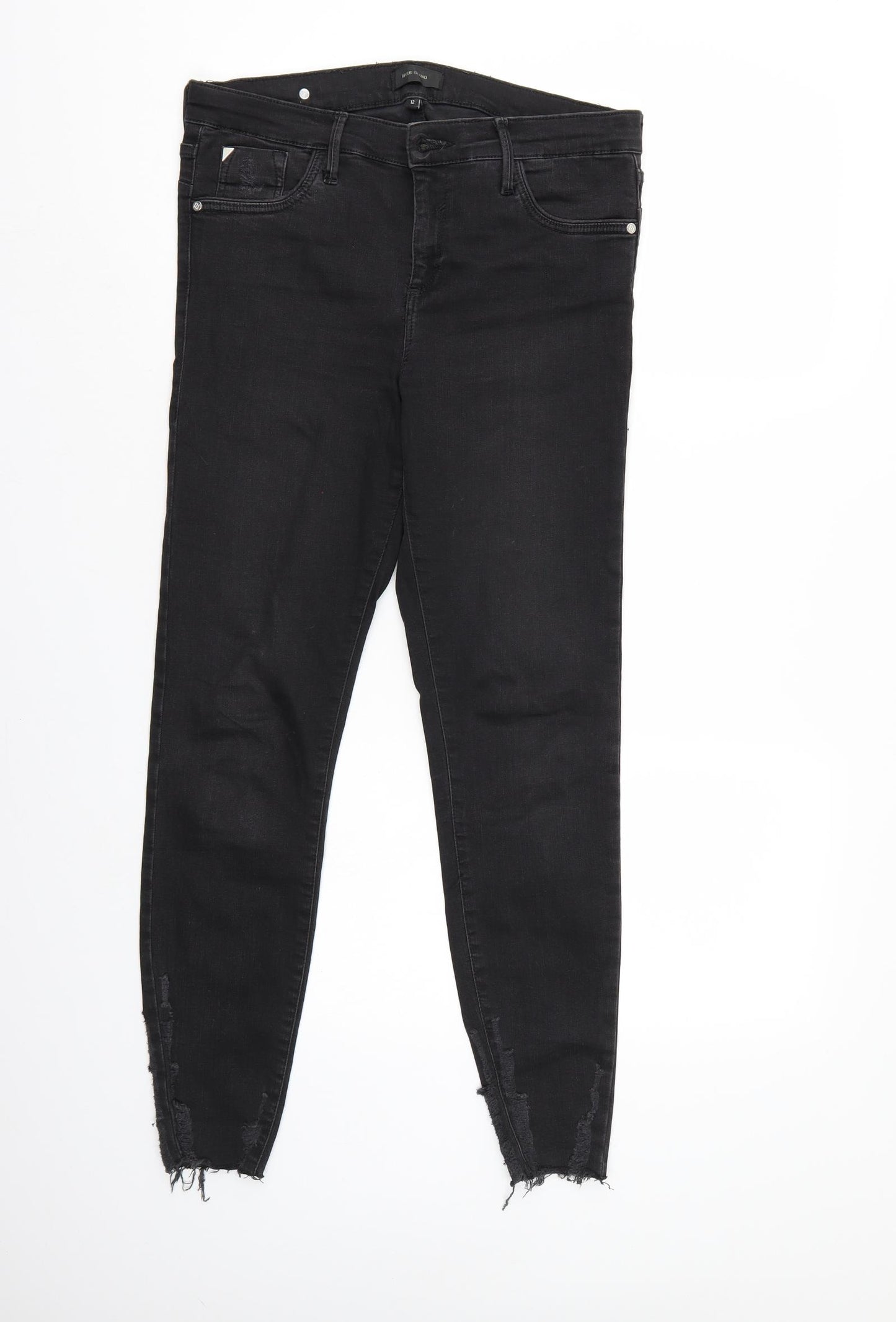 River Island Womens Black  Denim Tapered Jeans Size 12 L27 in