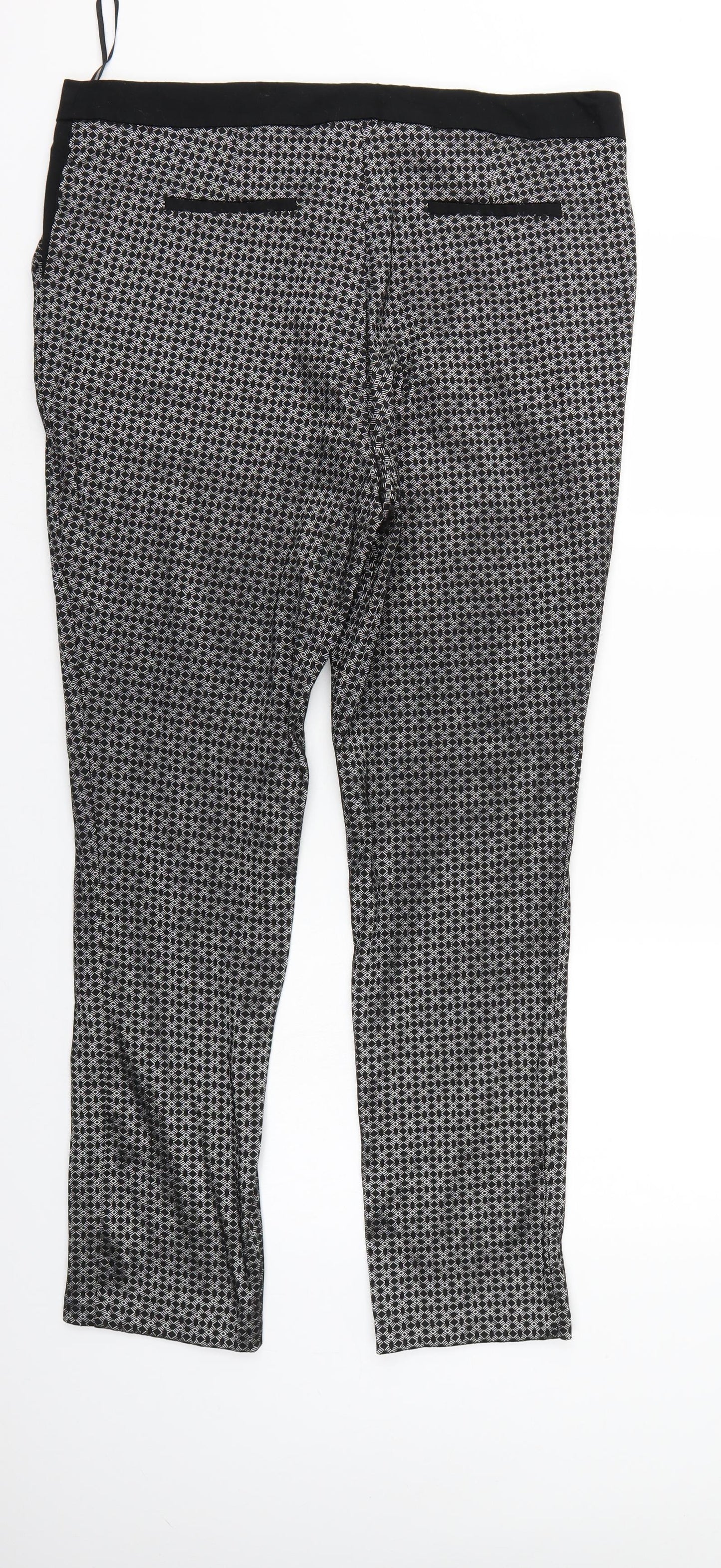 Peacocks Womens Black Argyle/Diamond  Trousers  Size 16 L28 in