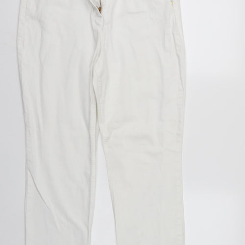 M&S Womens White  Denim Straight Jeans Size 14 L26 in