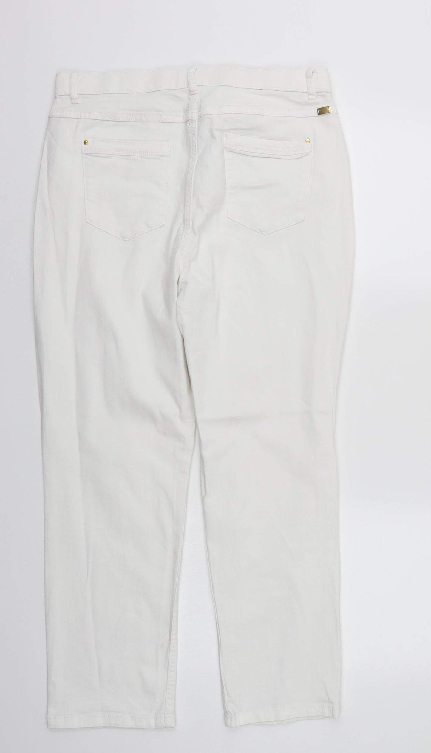 M&S Womens White  Denim Straight Jeans Size 14 L26 in