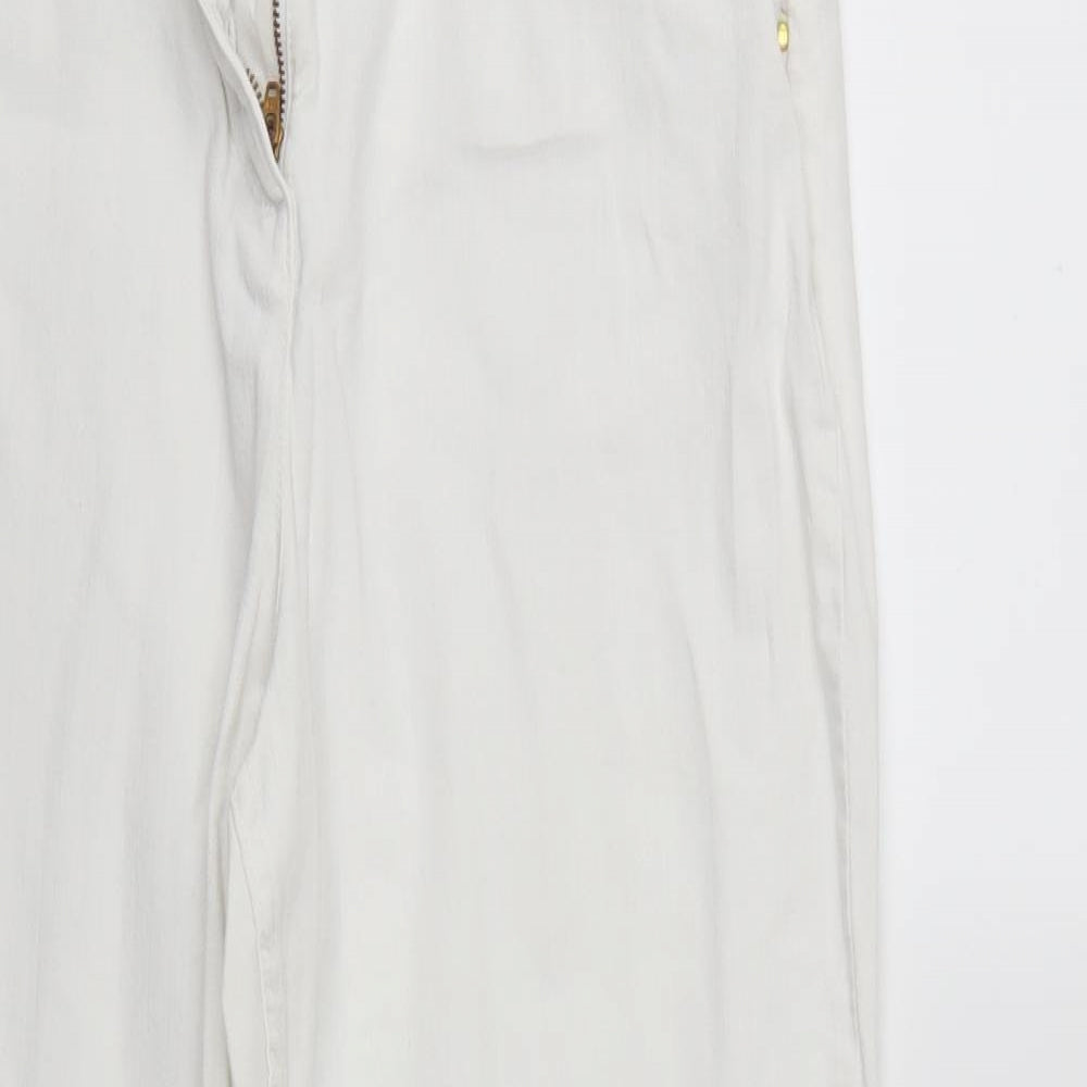 M&S Womens White  Denim Straight Jeans Size 14 L26 in