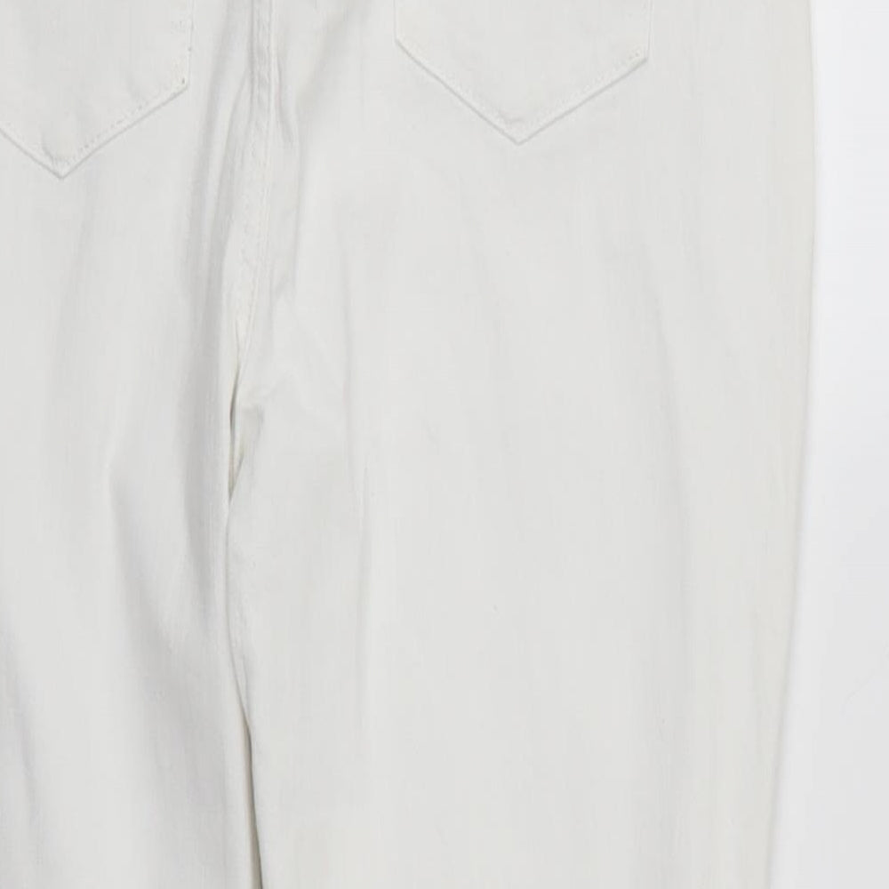 M&S Womens White  Denim Straight Jeans Size 14 L26 in