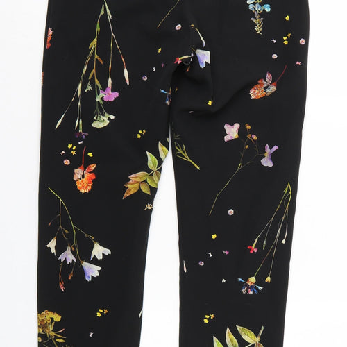 Preworn Womens Black Floral  Trousers  Size 6 L28 in