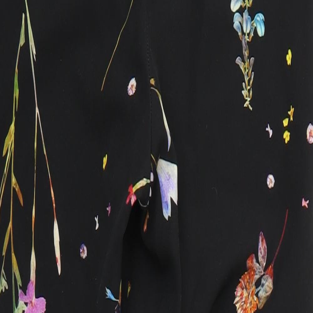 Preworn Womens Black Floral  Trousers  Size 6 L28 in