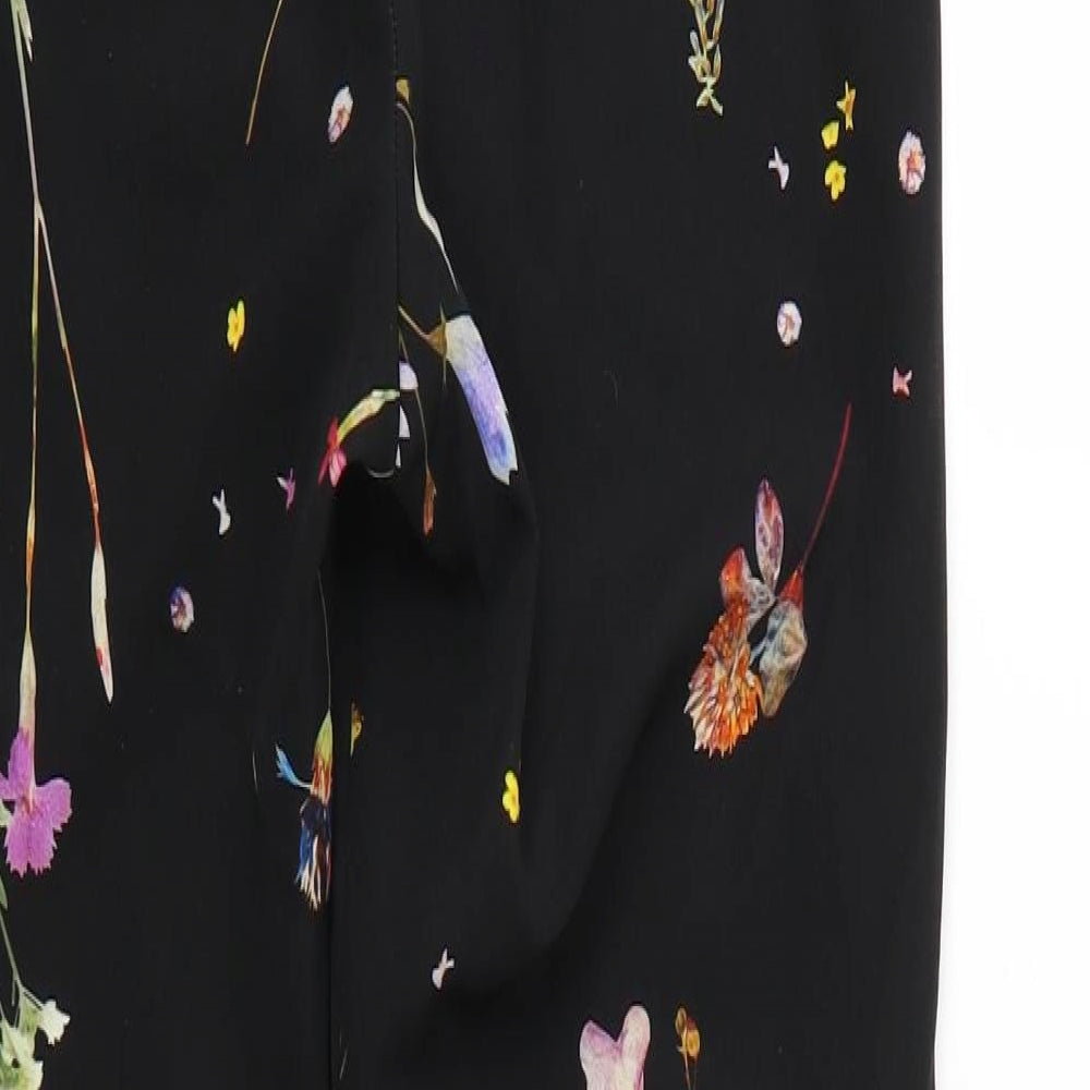 Preworn Womens Black Floral  Trousers  Size 6 L28 in