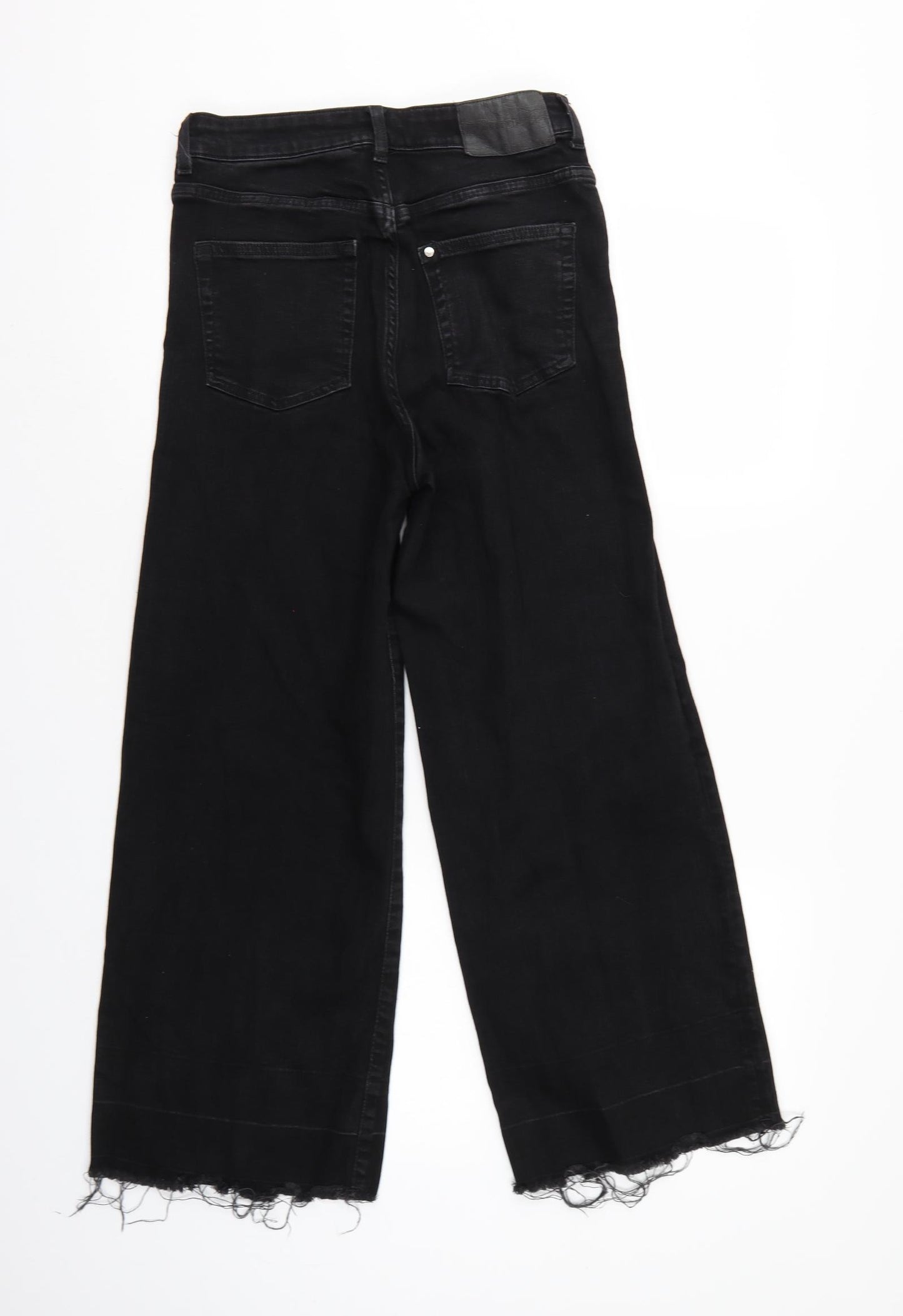 Preworn Womens Black  Denim Wide-Leg Jeans  L26 in