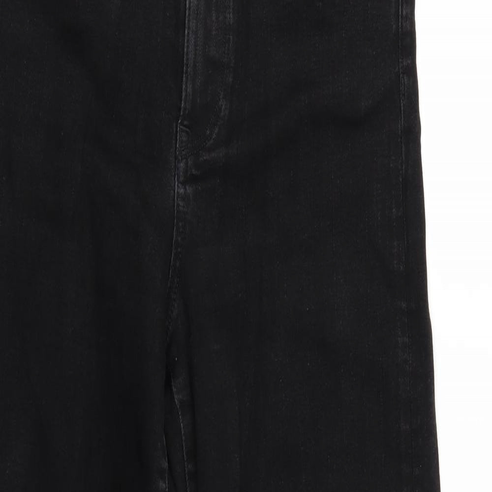 Preworn Womens Black  Denim Wide-Leg Jeans  L26 in