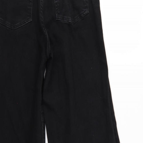 Preworn Womens Black  Denim Wide-Leg Jeans  L26 in
