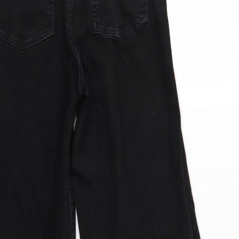 Preworn Womens Black  Denim Wide-Leg Jeans  L26 in