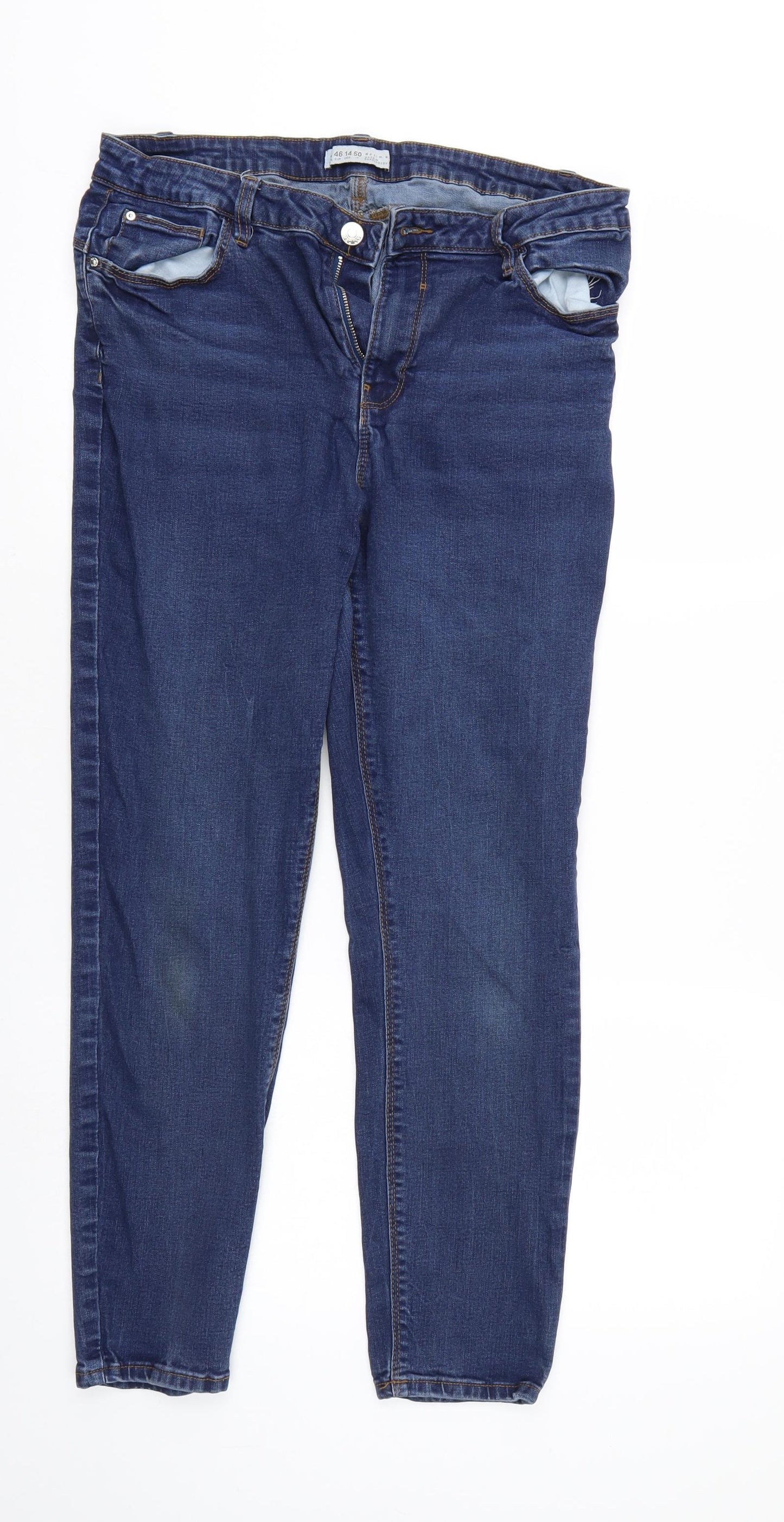 Denim & Co. Womens Blue  Denim Straight Jeans Size 18 L25 in - Elastic Waist