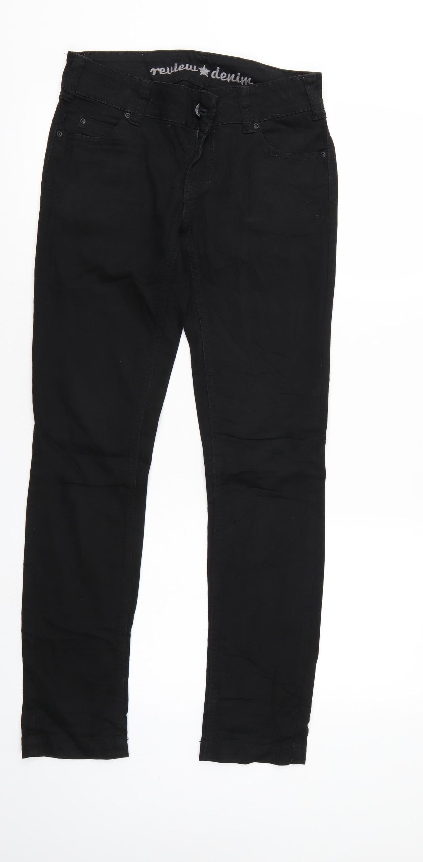 Review Mens Black  Denim Straight Jeans Size 26 L30 in