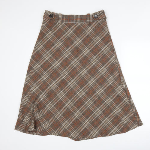 The stock shop Womens Brown Check  A-Line Skirt Size 12