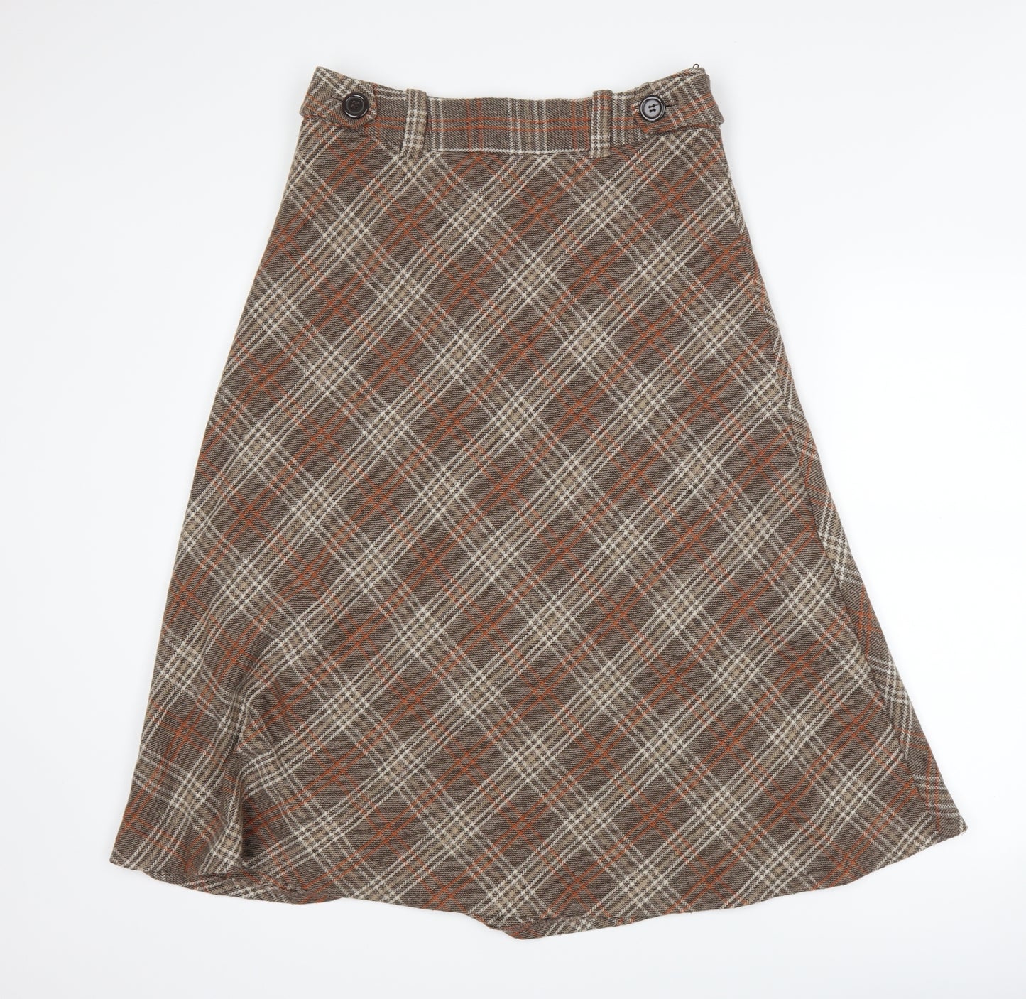 The stock shop Womens Brown Check  A-Line Skirt Size 12