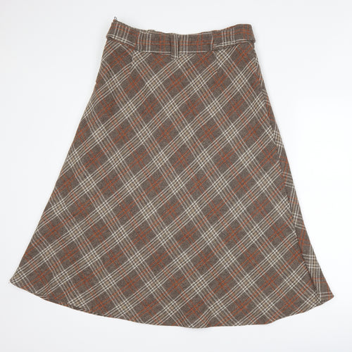 The stock shop Womens Brown Check  A-Line Skirt Size 12