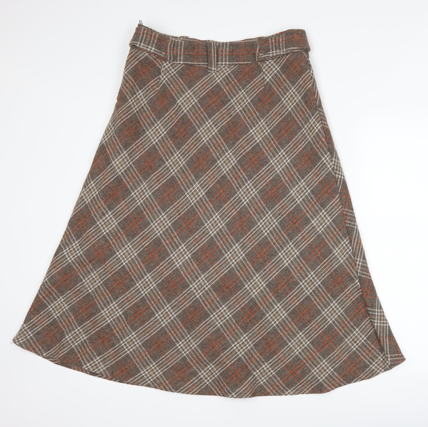 The stock shop Womens Brown Check  A-Line Skirt Size 12