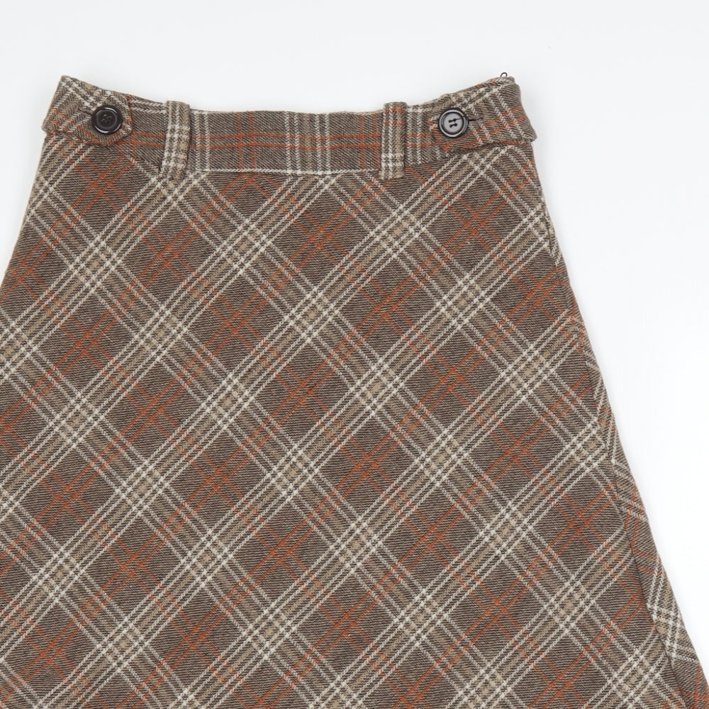 The stock shop Womens Brown Check  A-Line Skirt Size 12