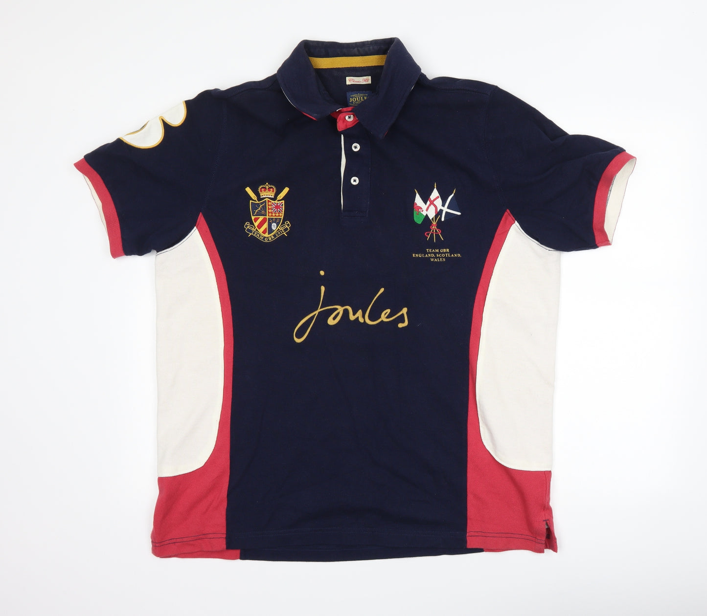 Joules Mens Blue Striped   Polo Size L  - Team GB