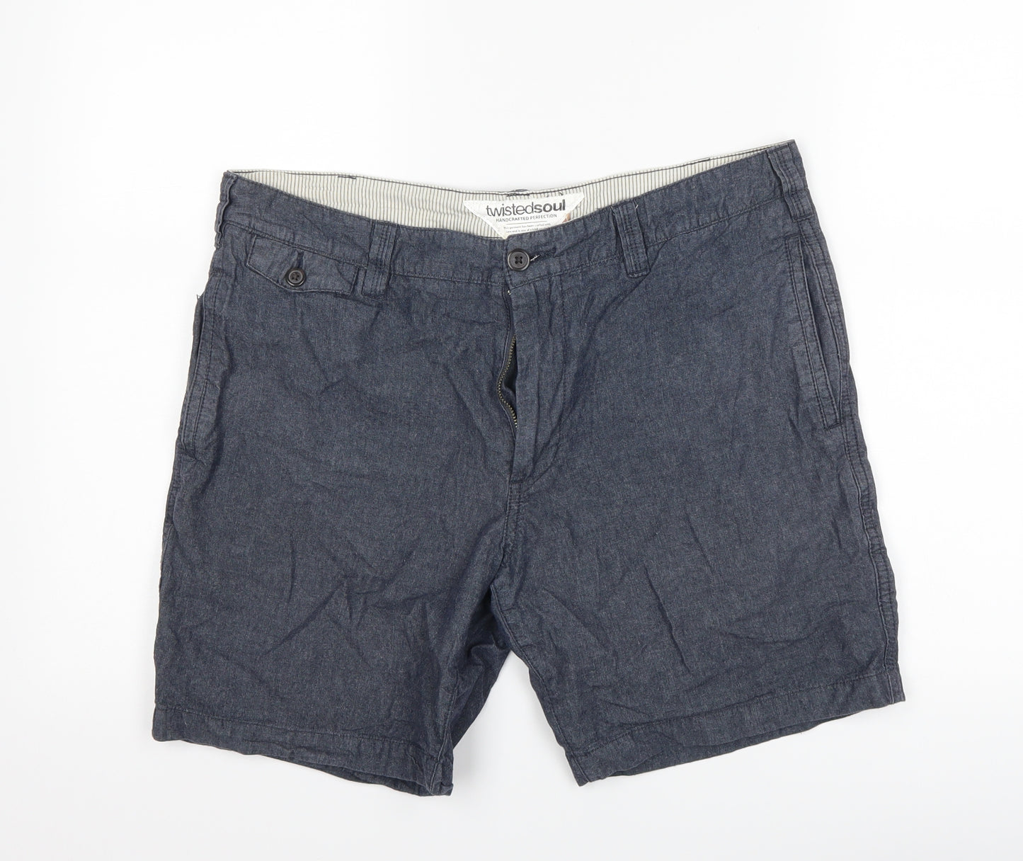 Twisted Soul Mens Blue   Chino Shorts Size 34