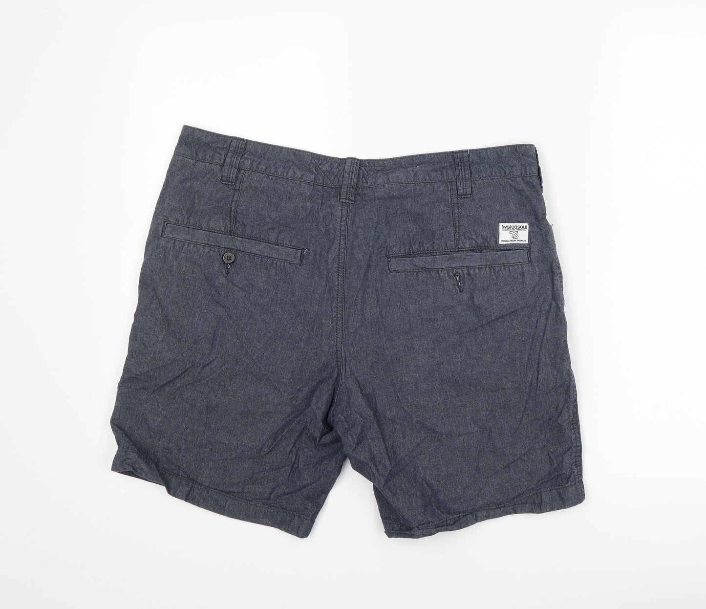 Twisted Soul Mens Blue   Chino Shorts Size 34