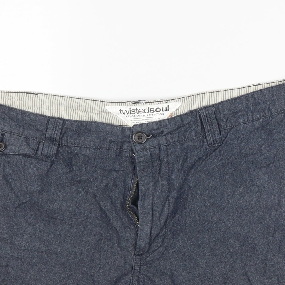 Twisted Soul Mens Blue   Chino Shorts Size 34