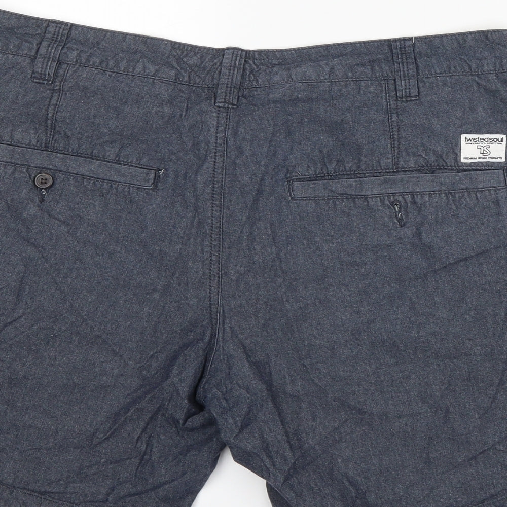 Twisted Soul Mens Blue   Chino Shorts Size 34
