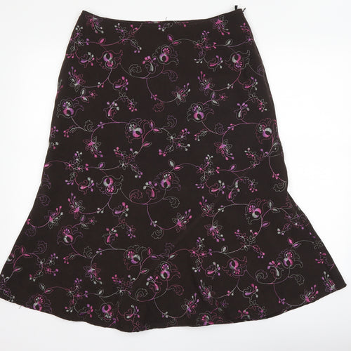 EWM Womens Brown Floral  A-Line Skirt Size 12