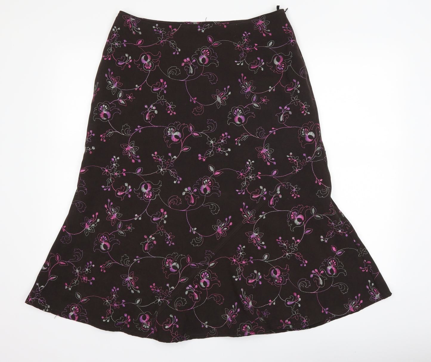 EWM Womens Brown Floral  A-Line Skirt Size 12