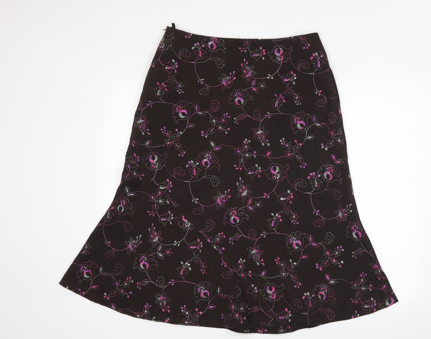 EWM Womens Brown Floral  A-Line Skirt Size 12