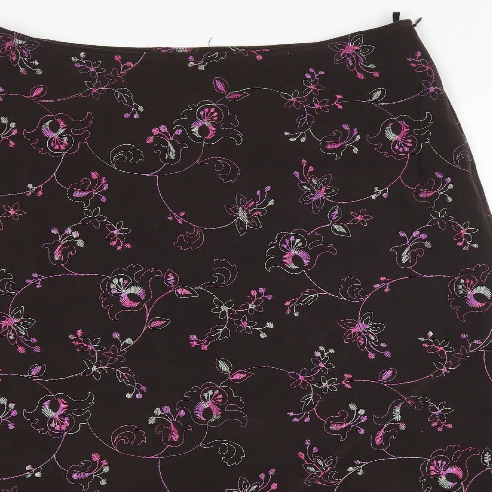 EWM Womens Brown Floral  A-Line Skirt Size 12