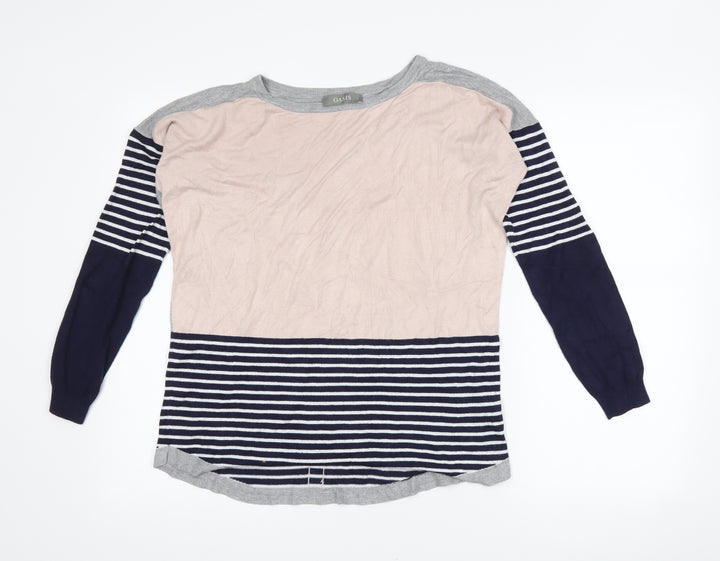 Oasis Womens Blue Striped Pullover Jumper Size S