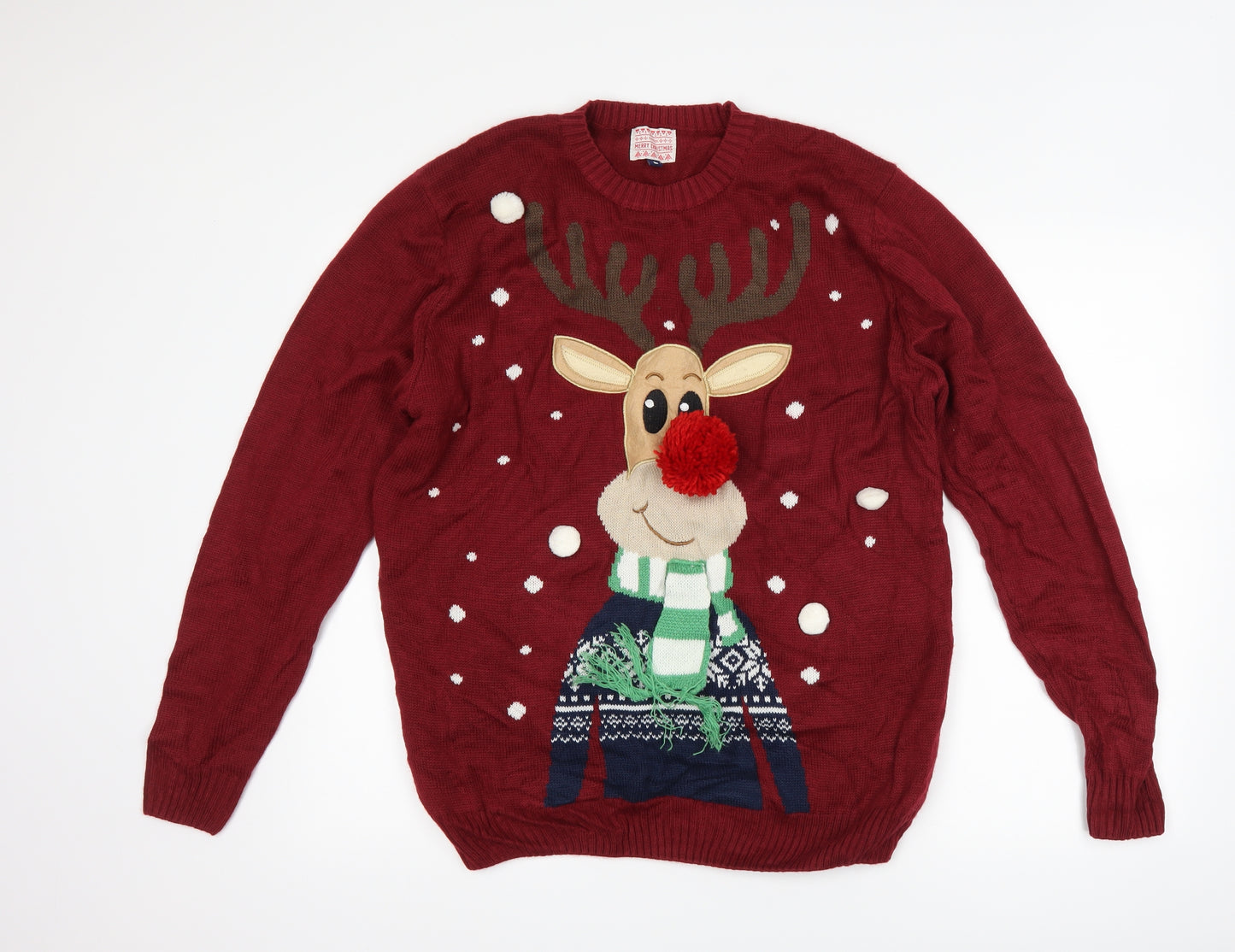George Mens Brown   Pullover Jumper Size L  - christmas reindeer