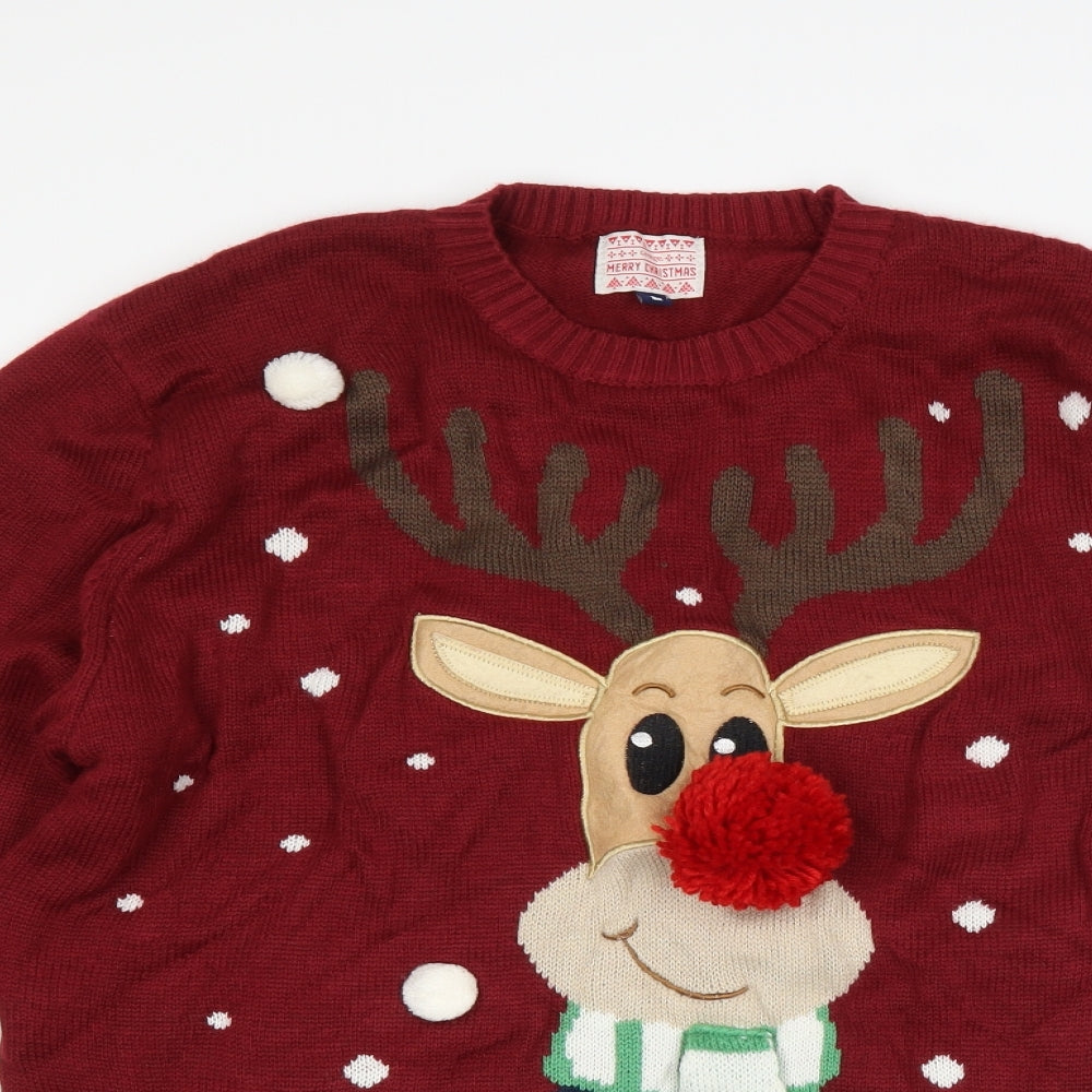George Mens Brown   Pullover Jumper Size L  - christmas reindeer
