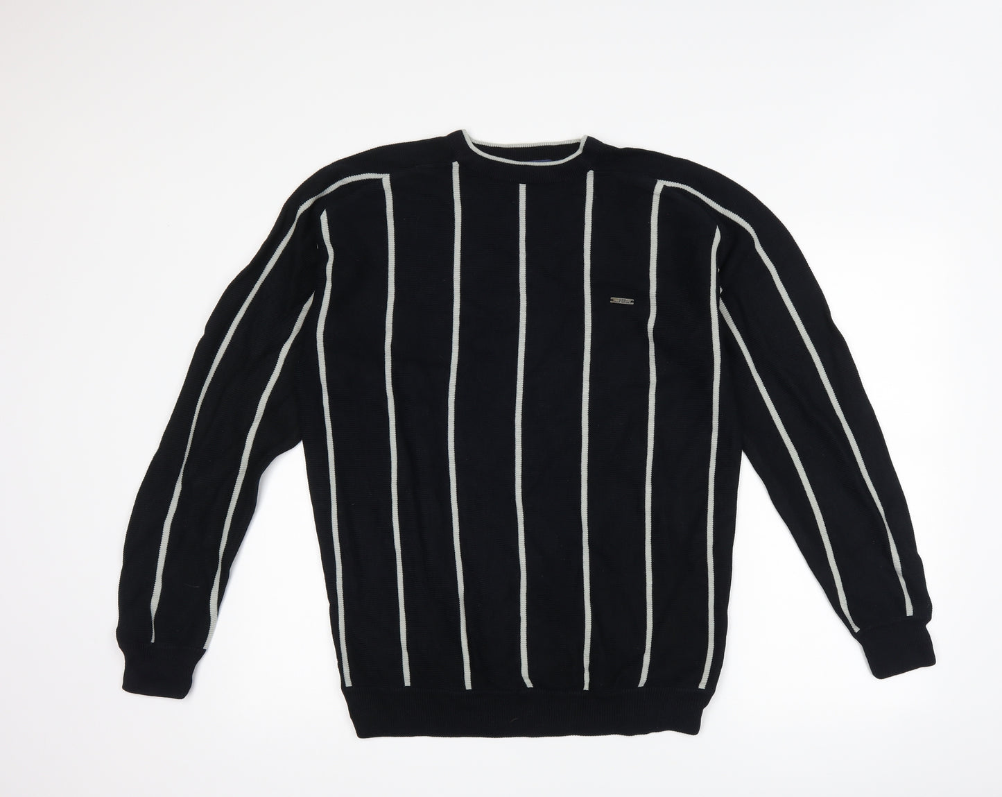 Rapid Fire Mens Black Striped  Pullover Jumper Size M
