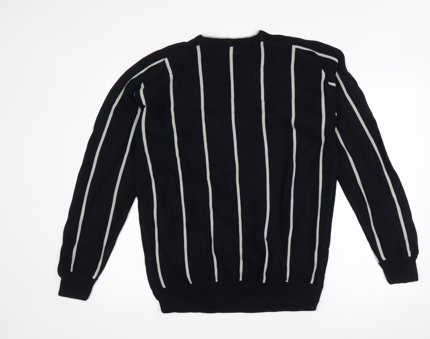 Rapid Fire Mens Black Striped  Pullover Jumper Size M