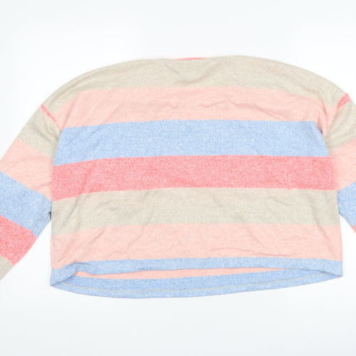 New Look Womens Grey Striped  Pullover Jumper Size L