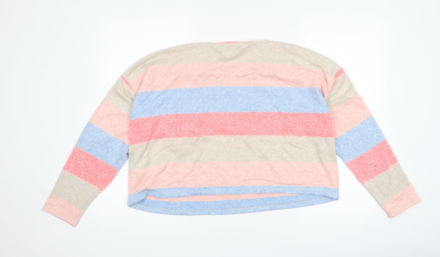 New Look Womens Grey Striped  Pullover Jumper Size L