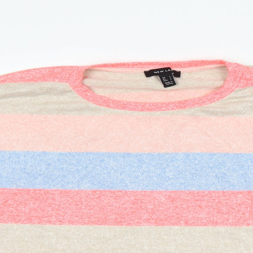 New Look Womens Grey Striped  Pullover Jumper Size L