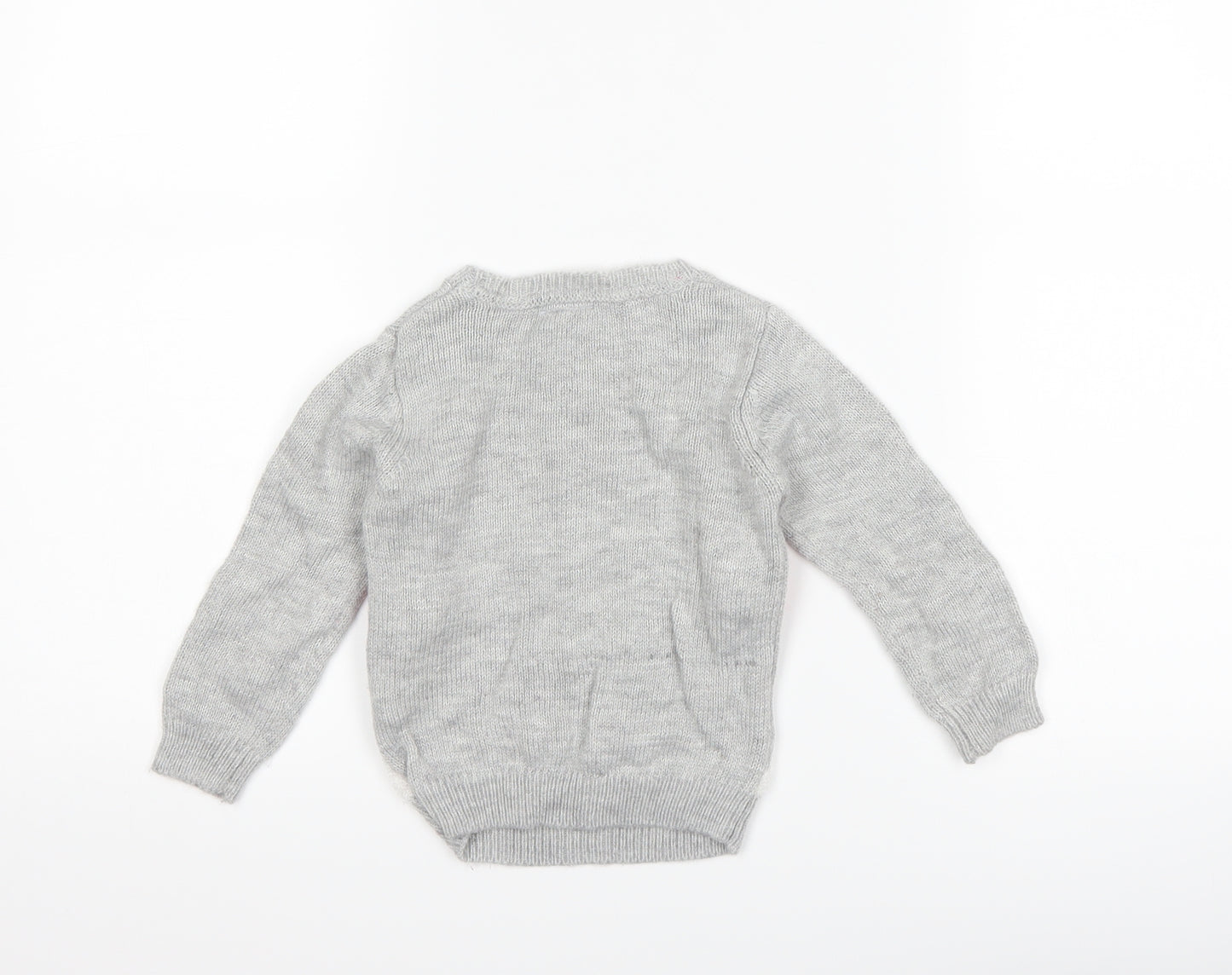 F&F Girls Grey   Pullover Jumper Size 12-18 Months  - Penguin