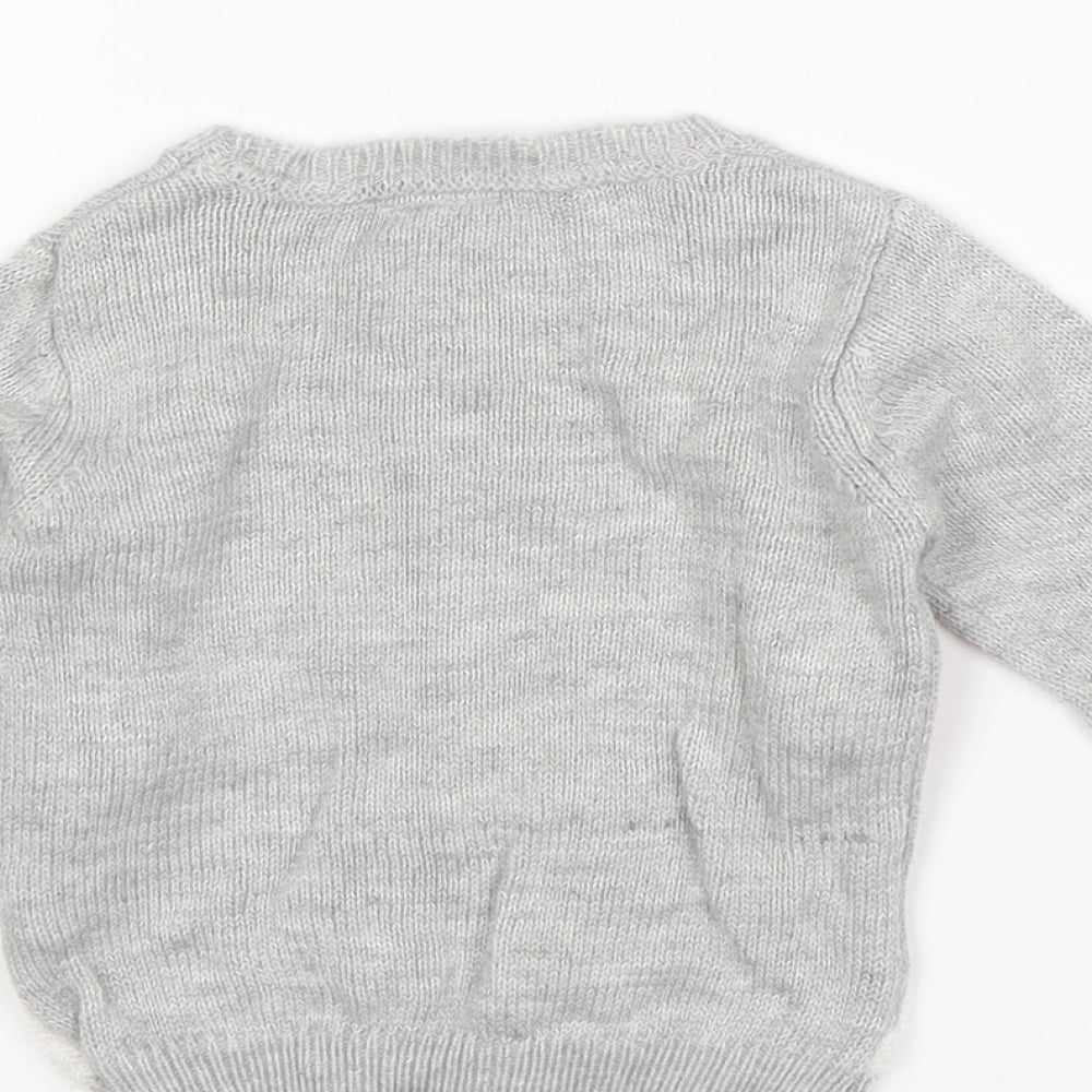 F&F Girls Grey   Pullover Jumper Size 12-18 Months  - Penguin