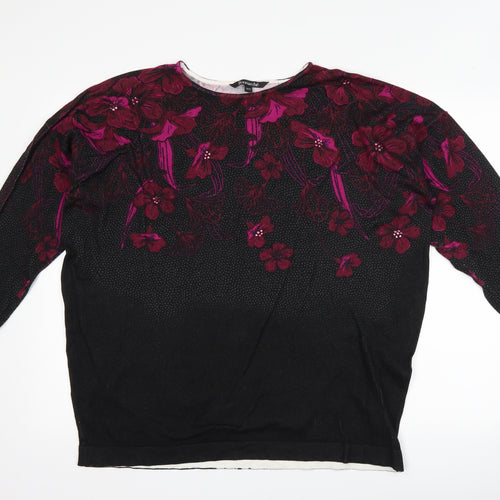 Bonmarché Womens Black Floral  Pullover Jumper Size 20