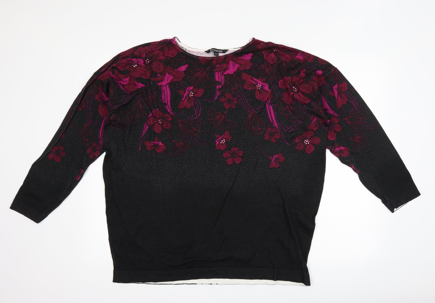 Bonmarché Womens Black Floral  Pullover Jumper Size 20