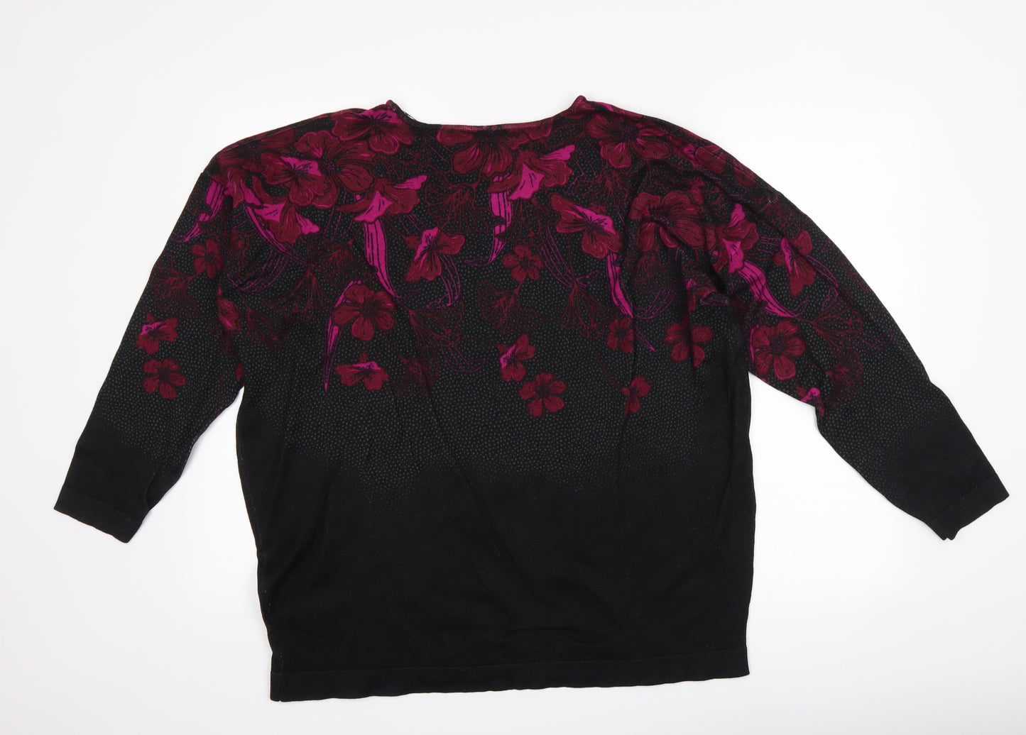 Bonmarché Womens Black Floral  Pullover Jumper Size 20