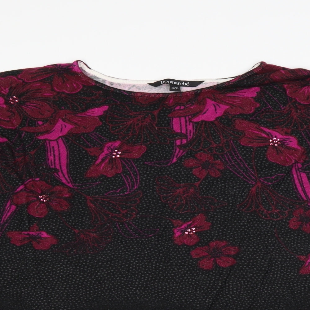 Bonmarché Womens Black Floral  Pullover Jumper Size 20