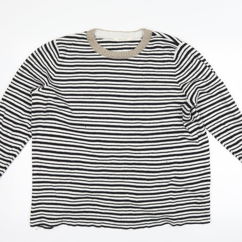 Savannah Miller Womens Black Striped  Pullover Jumper Size 18