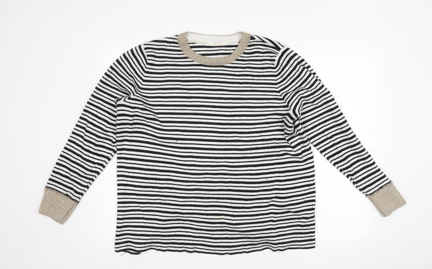Savannah Miller Womens Black Striped  Pullover Jumper Size 18