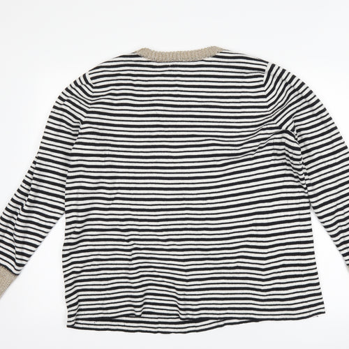 Savannah Miller Womens Black Striped  Pullover Jumper Size 18